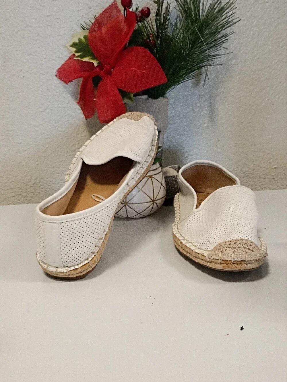 Time and Tru Women's Cream Perforated Espadrille Slip-Ons